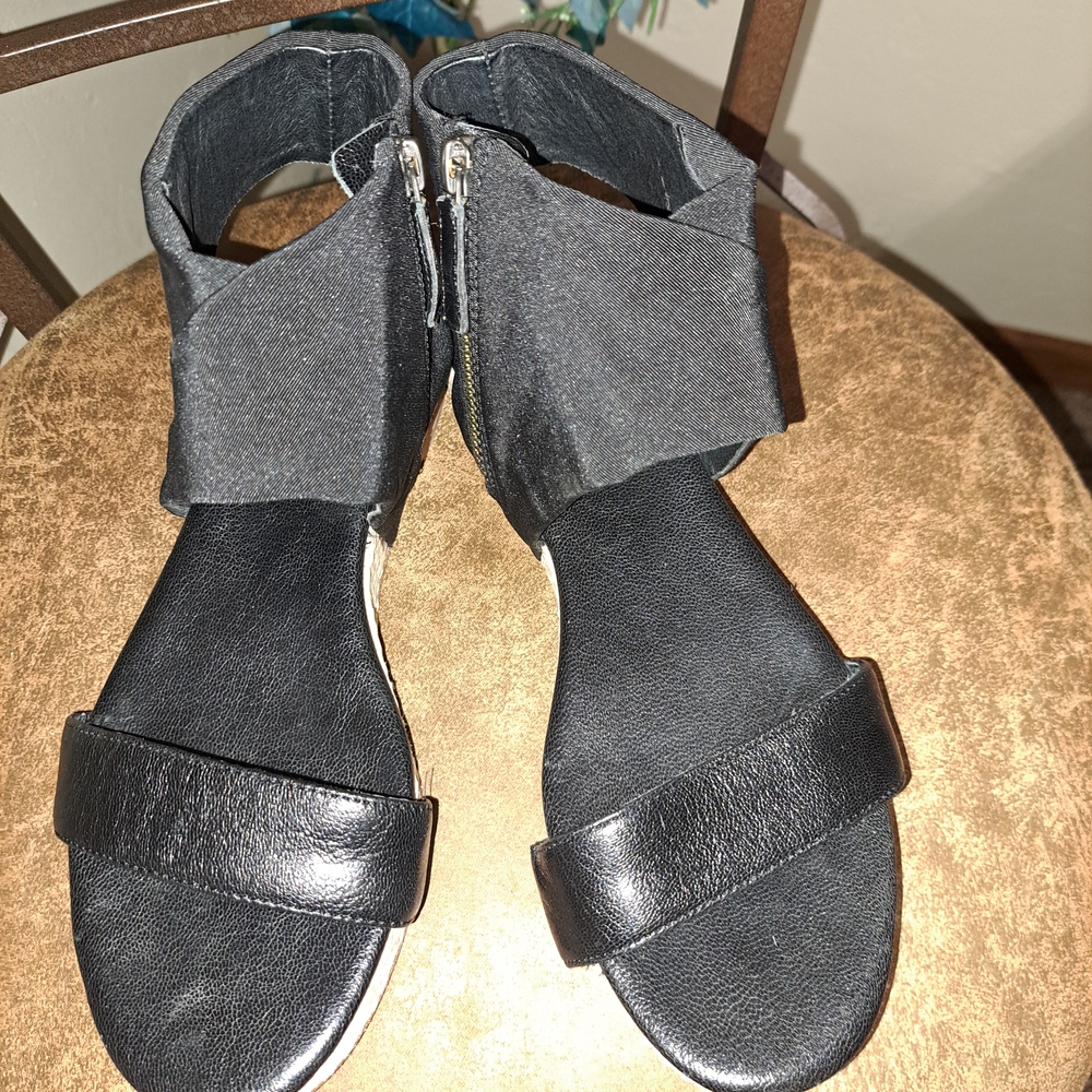 Eileen Fisher Black Sandals with Ankle Cuff